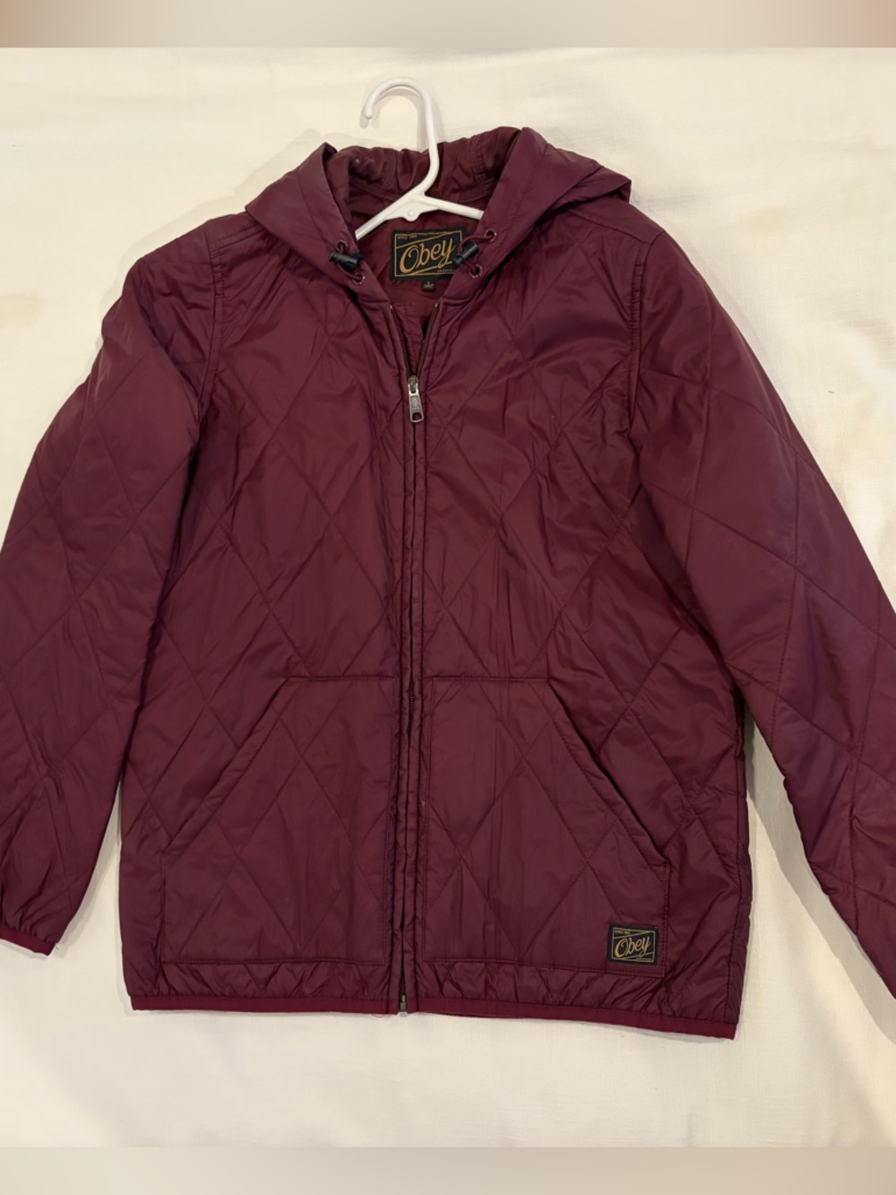 Obey  Quilted Burgundy Puffer Jacket